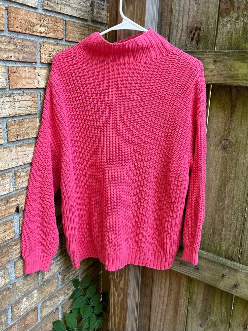 American Eagle Outfitters Oversized Hot Pink Knit Mock Neck Sweater